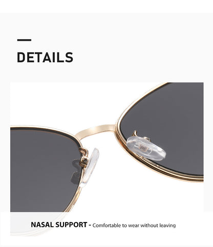 Fashionable Metal Cat-Eye Sunglasses European and American Trendy Women's Sunglasses Light Luxury High-End Anti-Uv Sunglasses for Men