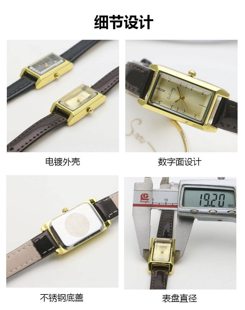 Small Rectangular Thin Strap Simple Women's Leather Strap Watch Trendy Leather Strap Watch Women's Quartz Watch 270