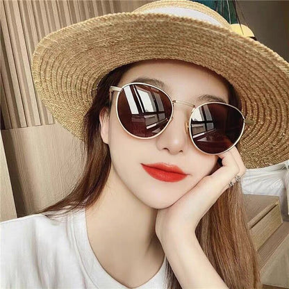 2022 New Style Sunglasses for Women Ins Street Shooting Popular Round Frame Sunglasses K-Style Trendyy Retro Sunglasses for Small Faces