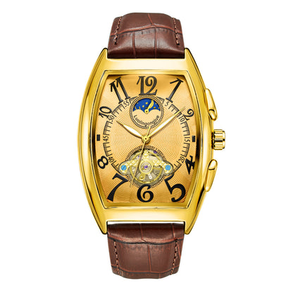 Barrel Type Fully Automatic Wheel Hollow Mechanical Watch Men's Business Simple Fashion Multifunctional Watch Wholesale