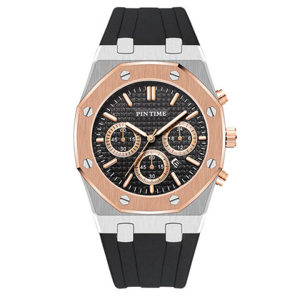 Foreign Trade Products: Men's Watch with Three Dials, Multi-Functional, Sports, Waterproof, Men's Fashion Casual Watch, Cross-Border Hot-Selling Item