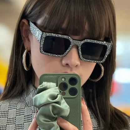 Diamond-Encrusted Starry Sky Square Sunglasses, Personalized Sunglasses, Fashionable Internet Celebrity Street Photography, Catwalk Versatile Sunglasses