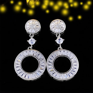 Earrings 18k European and American Women's Temperament Day South Korea Rose Zircon Simple Joker European and American Sweet Jewelry 6153