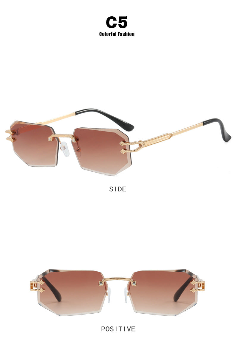 Irregular Frameless Edge-Cut Sunglasses 2024 New Style Personalized Fashion Sunglasses Street Style Trendy Sunglasses for Women