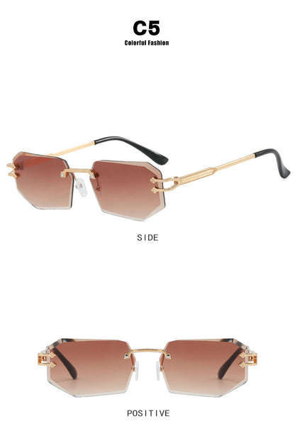 Irregular Frameless Edge-Cut Sunglasses 2024 New Style Personalized Fashion Sunglasses Street Style Trendy Sunglasses for Women