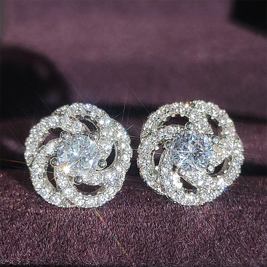 Earrings 18k European and American Women's Temperament Day South Korea Rose Zircon Simple Joker European and American Sweet Jewelry 6153