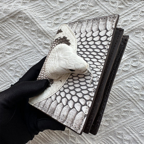 Cross-border Fashion Real Snakeskin Luxury Men's Business Two-fold Wallet Card Holder Large Capacity Wallet Travel Portable