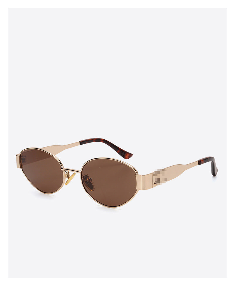 Y2K40235 Old Money Style Sunglasses Female Internet Celebrity Street Style Glasses Retro Oval High-End Cat-Eye Sunglasses