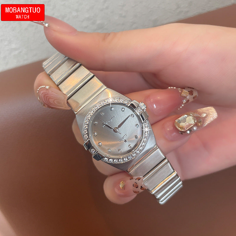 Source Factory Constellation Steel Band Women's Quartz Watch High-End Waterproof Fashion Cross-Border Diamond Bezel Girls' Watch