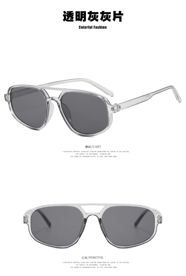Trendy Oval Double-Bridge Sunglasses 2022 New Fashion Simple Retro Internet Celebrity Sunglasses for Women