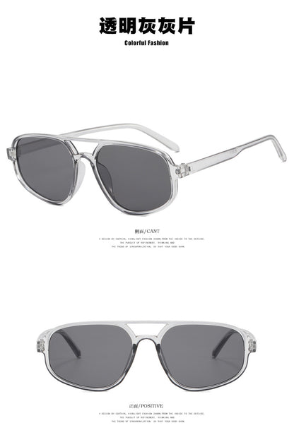 Trendy Oval Double-Bridge Sunglasses 2022 New Fashion Simple Retro Internet Celebrity Sunglasses for Women