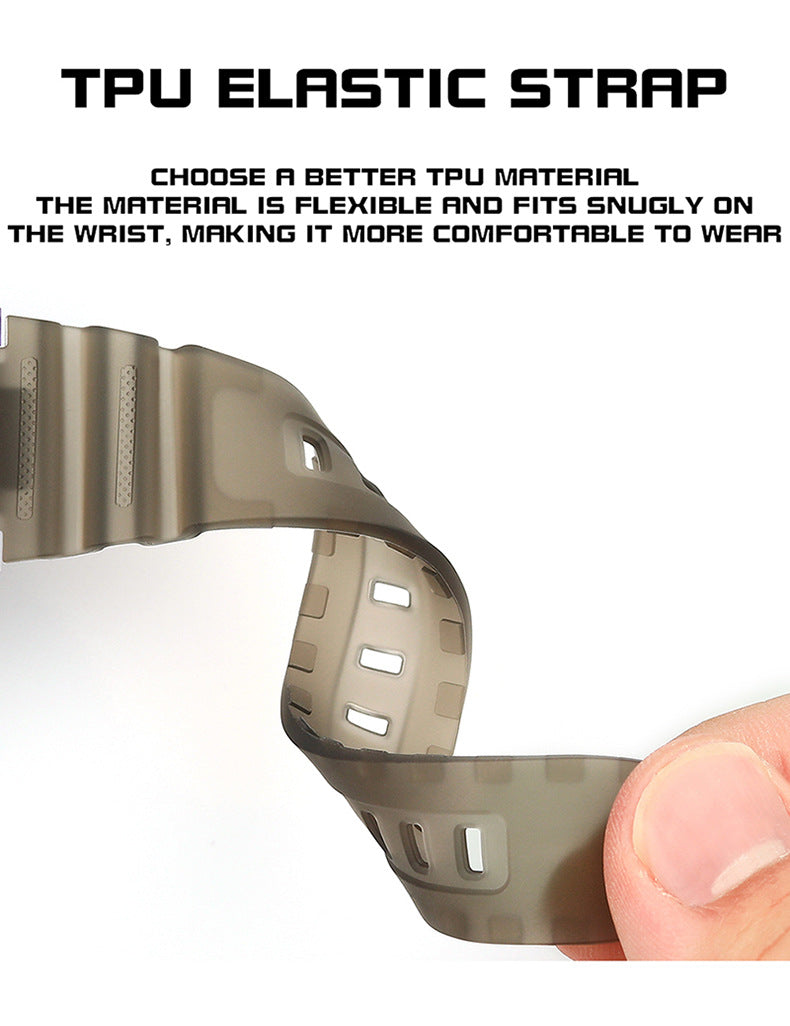 Sanda Hot-selling Square Watch Luminous Waterproof Alarm Student Watch Simple Korean Transparent Sports Electronic Watch