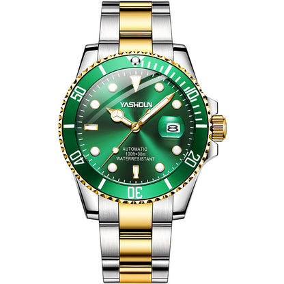 Ashi ton new steel band men's watch hollow automatic mechanical watch calendar waterproof foreign trade men's watch wholesale