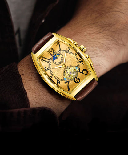 Barrel Type Fully Automatic Wheel Hollow Mechanical Watch Men's Business Simple Fashion Multifunctional Watch Wholesale