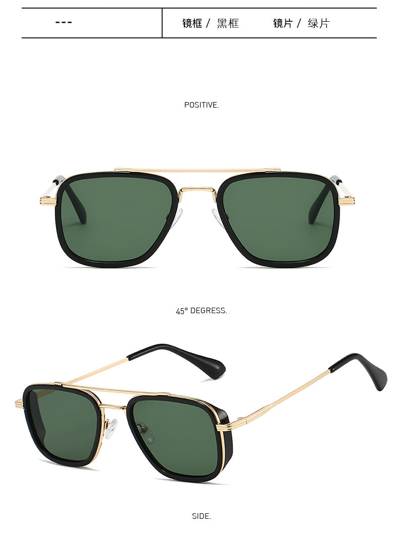 21 Amazon's New Popular European and American Punk Men's Sunglasses Pilot Square Frame Cross-Border Sunglasses Wholesale