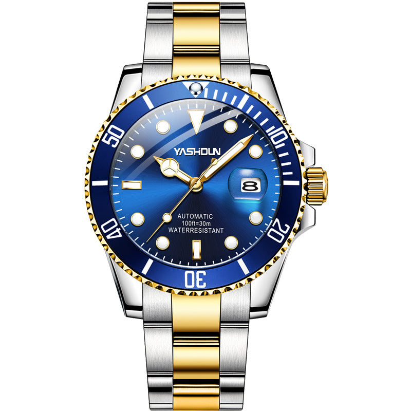 Ashi ton new steel band men's watch hollow automatic mechanical watch calendar waterproof foreign trade men's watch wholesale