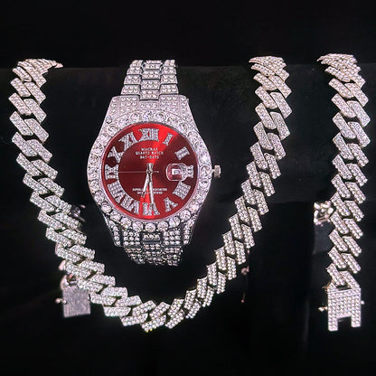 Tiktok Hot-Selling Fashion Casual Men's Watch Full Diamond Watch Men's Factory Price Direct Sale Complete Colors