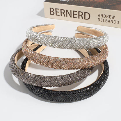 Cross-border Hot Selling Fashion Luxury Simple Atmosphere Full Diamond Headband Going Out All-match Elegant Elegant Hair Headband Hair Accessories