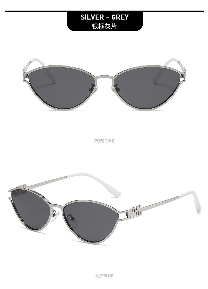 Fashionable Metal Cat-Eye Sunglasses European and American Trendy Women's Sunglasses Light Luxury High-End Anti-Uv Sunglasses for Men