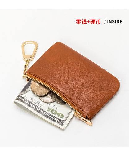 European and American Genuine Leather Cowhide Coin Purse Simple Mini Zipper Coin Bag 2025 New Small Wallet Women's Short Ultra-Thin