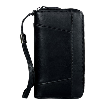 Dropshipping Spot Oil Wax Leather Single Pull Bag First Layer Genuine Leather Long Zipper Bag Retro Hot Selling Cross-Border Wallet