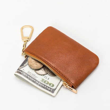 European and American Genuine Leather Cowhide Coin Purse Simple Mini Zipper Coin Bag 2025 New Small Wallet Women's Short Ultra-Thin