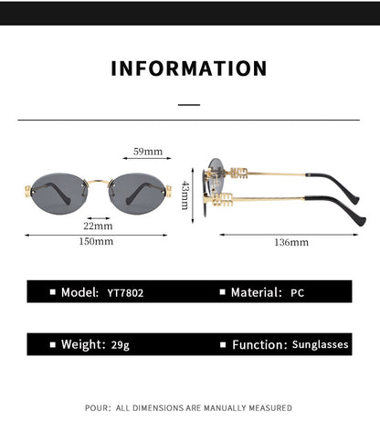 Frameless Letter Sunglasses with a High-End Feel, Personalized Metal Street Style Sunglasses, Retro Internet Celebrity Street Style, Trendy Sweet and Cool Hot Girl Sunglasses