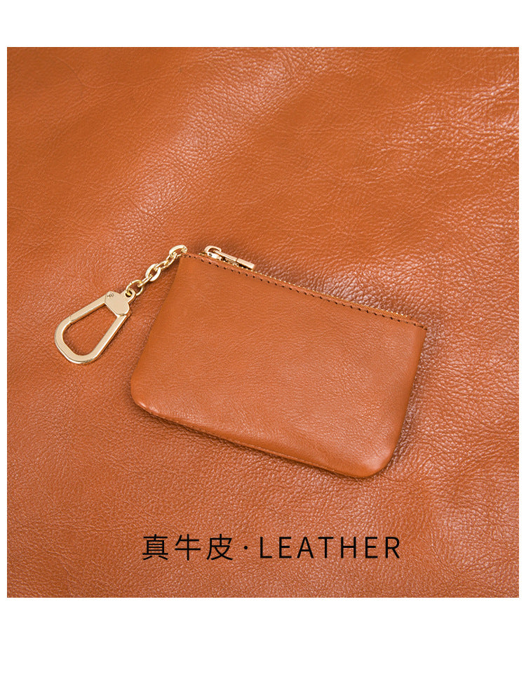 European and American Genuine Leather Cowhide Coin Purse Simple Mini Zipper Coin Bag 2025 New Small Wallet Women's Short Ultra-Thin