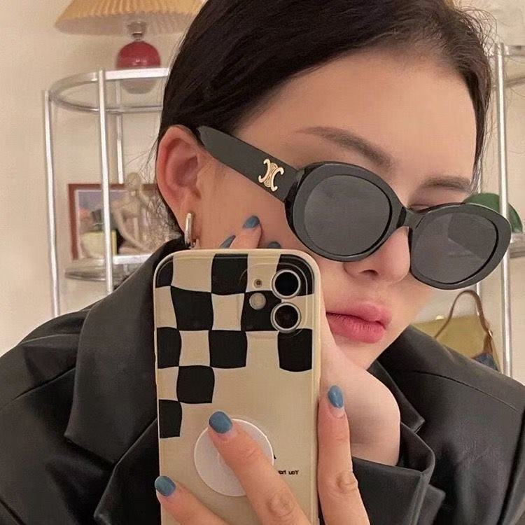 Metal Frame Arc de Triomphe Sunglasses Women's High-end Sense Small Frame Polygon European and American Style Cat Eye Small Face Funny