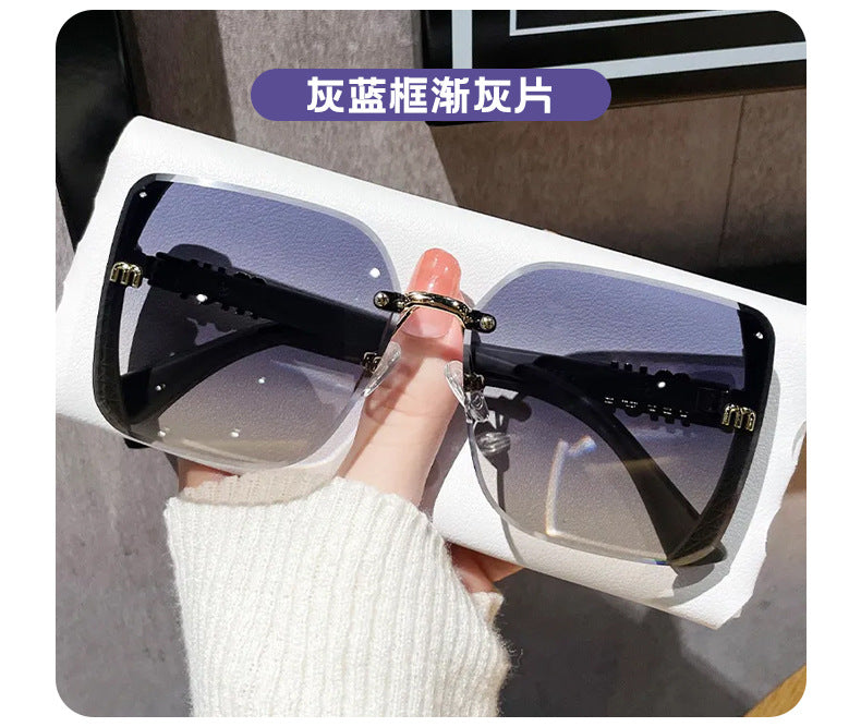 Brown M-Shaped Women's Uv Protection High-End Wide-Frame Pc Style Sunshade Glasses Trendy Street Style Sunglasses