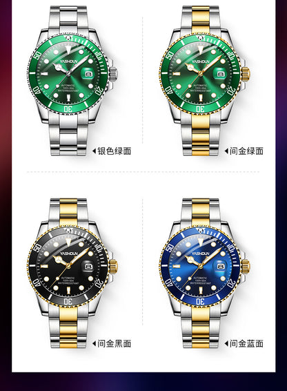 Ashi ton new steel band men's watch hollow automatic mechanical watch calendar waterproof foreign trade men's watch wholesale