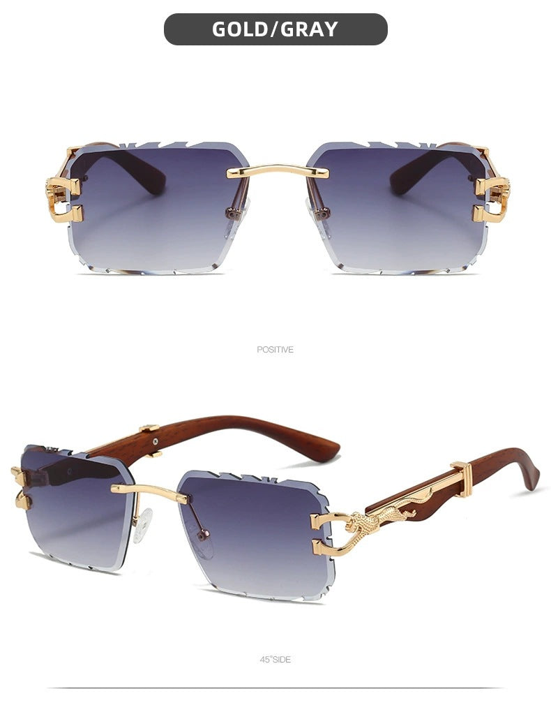 New Women's Frameless Sunglasses Distinctive Square Sunglasses Men's High Sense Fashion Cross-Border Cut-Edge Sunglasses