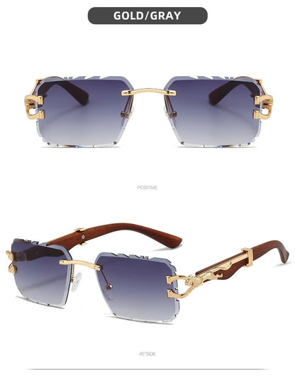 New Women's Frameless Sunglasses Distinctive Square Sunglasses Men's High Sense Fashion Cross-Border Cut-Edge Sunglasses