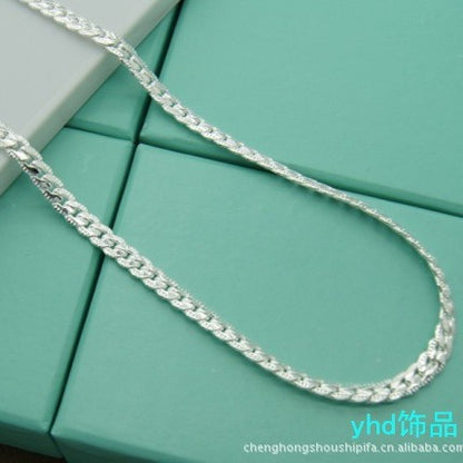 16-24 inch foreign trade best selling 5MM side necklace plated 925 silver men's and women's wear manufacturers in stock direct supply batch