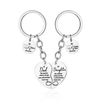 Mother's Day Keychain Women's Rose Gold Engraved Flower Pendant Keychain Love Puzzle Keychain Set