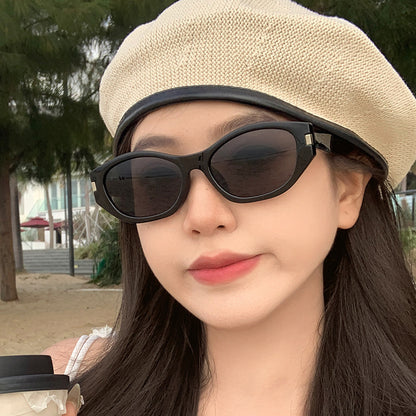 Fashion Retro Cat's Eye Distinctive Anti-UV Sunglasses Women's High-Level Street Photoshoot Concave Sunscreen Decorative Sunglasses