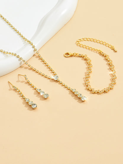 Factory Direct Approval Fashion Wedding Wedding Photography Accessories Earrings Necklace Bracelet Set Combination Multiple Choice