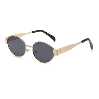 Cross-Border Popular Small Round Frame Metal Frame Popular European and American Women's Sunglasses Internet Celebrity Sunglasses Versatile Trendy Sunglasses