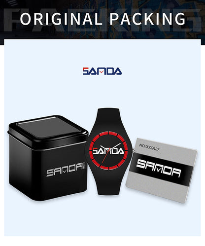 SANDA Outdoor Sports Watch Simple Waterproof Men's and Women's Fashion Quartz Watch Silicone Tape Casual Student Quartz Watch
