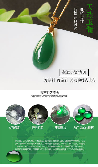 Jadeite Green Chalcedony Pendant Agate Water Drop Necklace Jade Jewelry Factory Wholesale Dropshipping S2053030
