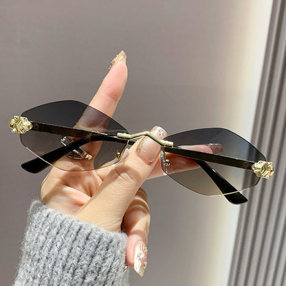 Frameless diamond personality sunglasses 2024 new sunscreen European and American trend sunglasses high sense sunglasses ladies