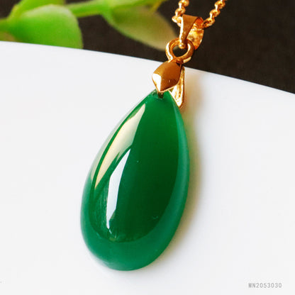 Jadeite Green Chalcedony Pendant Agate Water Drop Necklace Jade Jewelry Factory Wholesale Dropshipping S2053030