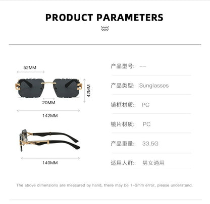 New Women's Frameless Sunglasses Distinctive Square Sunglasses Men's High Sense Fashion Cross-Border Cut-Edge Sunglasses