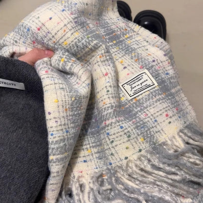 2025 New Korean Style Gypsophila Plaid Scarf Women's Autumn and Winter Student Couple Shawl Versatile Warm Scarf Wholesale