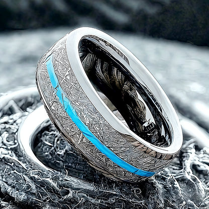 Cross-border explosions stainless steel ring three slot inlaid obsidian high sense of niche ring in stock a batch