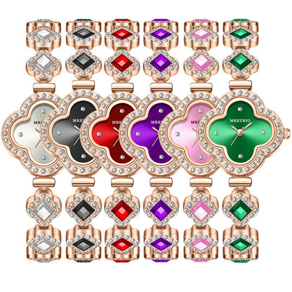 Live Hot Hot Hot Fashion Four-leaf Clover Bracelet Quartz Watch Emerald Women's Watch Women's Watch Factory Wholesale