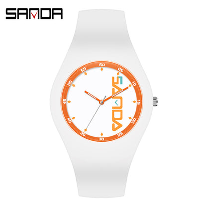 SANDA Outdoor Sports Watch Simple Waterproof Men's and Women's Fashion Quartz Watch Silicone Tape Casual Student Quartz Watch