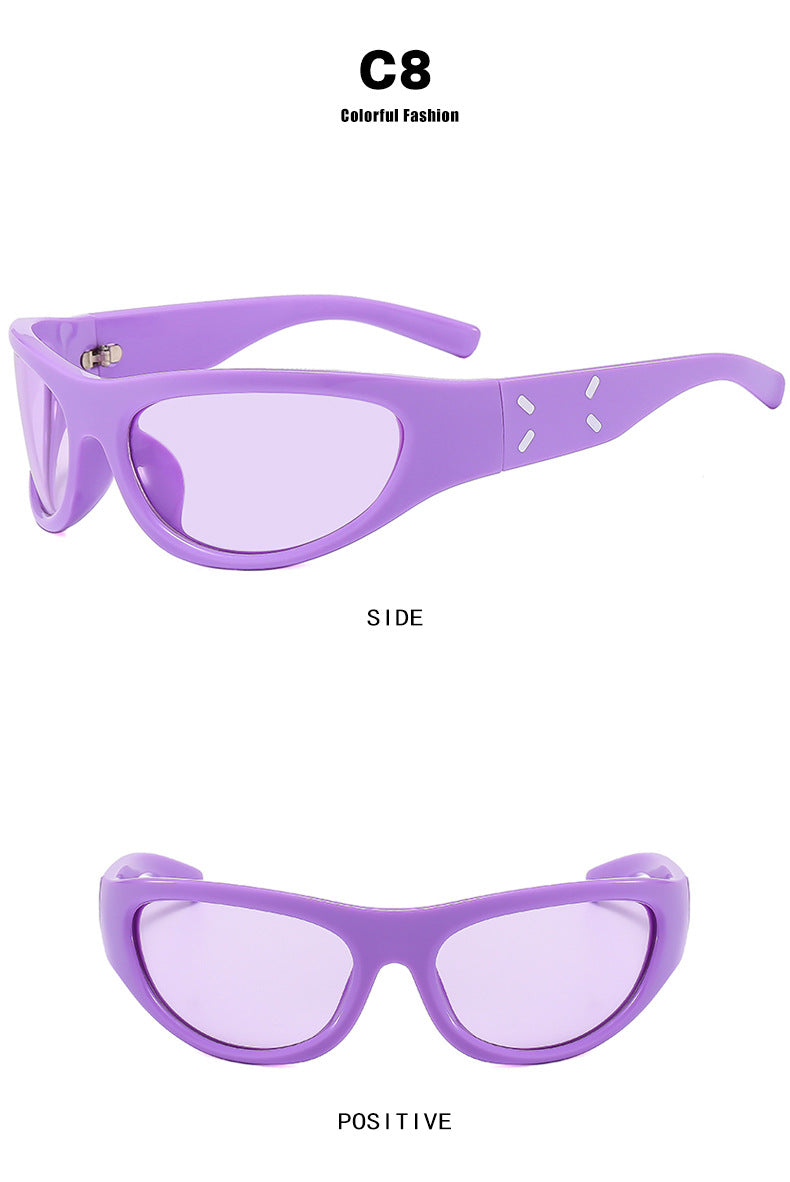 2023 New Y2K Hot Girl Cycling Sunglasses Future Technology Sunglasses Concave Shape Photo Sunglasses Trendy