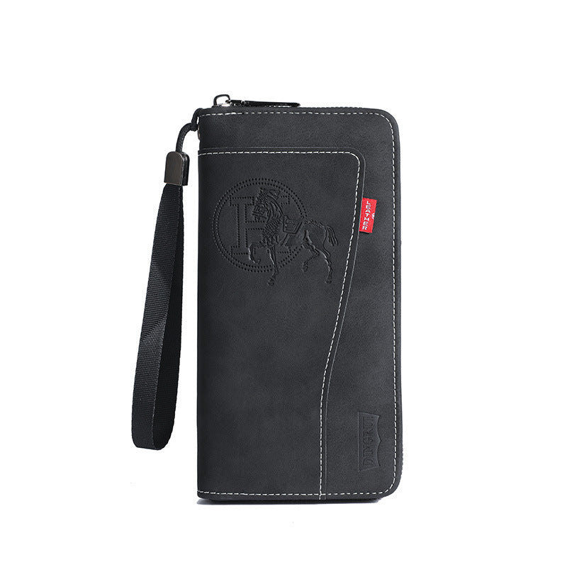 New crazy horse leather men's wallet European and American retro style PU zipper bag fashion short card bag change bag wholesale