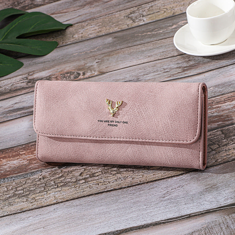 Long Women's Wallet Frosted Cover Wallet Soft Leather Wallet Fashion Retro Large Capacity Hand Bag